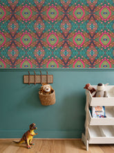 Load image into Gallery viewer, XO Wallpaper in Aqua and Pink by Mindy Macgregor