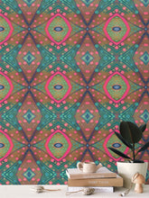 Load image into Gallery viewer, XO Wallpaper in Aqua and Pink by Mindy Macgregor