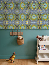 Load image into Gallery viewer, Moogin XO Wallpaper in Purple and Yellow by Mindy Macgregor