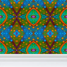 Load image into Gallery viewer, Moogin XO Wallpaper in Orange and Blue by Mindy Macgregor