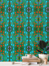 Load image into Gallery viewer, Moogin Nouveau-esque Wallpaper in Turquoise and Coral by Mindy Macgregor