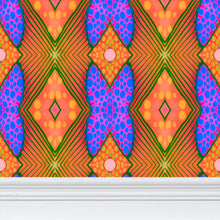 Load image into Gallery viewer, Moogin Soft Geometry Wallpaper in Blue and Peach by Mindy Macgregor