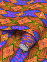 Load image into Gallery viewer, Moogin Soft Geometry Wallpaper in Blue and Peach by Mindy Macgregor