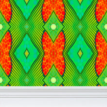 Load image into Gallery viewer, Moogin Soft Geometry Wallpaper in Lime and Orange by Mindy Macgregor