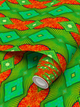 Load image into Gallery viewer, Moogin Soft Geometry Wallpaper in Lime and Orange by Mindy Macgregor