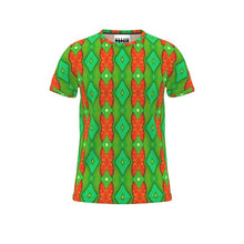Load image into Gallery viewer, Moogin Soft Geometry T Shirt in Lime and Orange by Mindy Macgregor