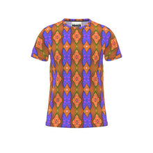 Load image into Gallery viewer, Moogin Soft Geometry T Shirt in Blue and Peach by Mindy Macgregor