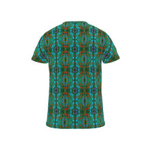 Load image into Gallery viewer, Moogin Nouveau-esque T Shirt in Turquoise and Coral by Mindy Macgregor