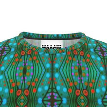 Load image into Gallery viewer, Moogin Nouveau-esque T Shirt in Turquoise and Coral by Mindy Macgregor