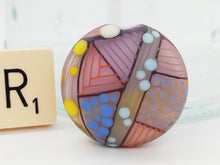 Load image into Gallery viewer, Moogin beads - lampwork glass - Extra large lentil bead - Patchwork