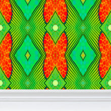 Load image into Gallery viewer, Moogin Soft Geometry Wallpaper in Lime and Orange by Mindy Macgregor