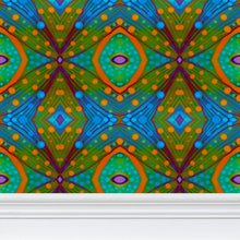 Load image into Gallery viewer, Moogin XO Wallpaper in Orange and Blue by Mindy Macgregor