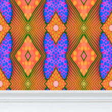 Load image into Gallery viewer, Moogin Soft Geometry Wallpaper in Blue and Peach by Mindy Macgregor