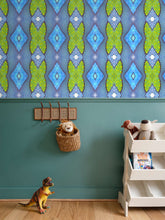Load image into Gallery viewer, Moogin Soft Geometry Wallpaper in Purple and Yellow by Mindy Macgregor