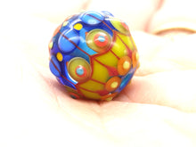 Load image into Gallery viewer, Moogin beads - Fair Isle patterned lampwork glass extra large Focal bead