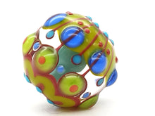 Load image into Gallery viewer, Moogin beads - Fair Isle patterned lampwork glass extra large Focal bead