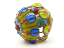 Load image into Gallery viewer, Moogin beads - Fair Isle patterned lampwork glass extra large Focal bead