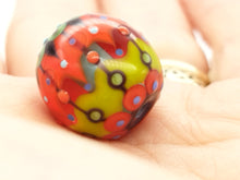 Load image into Gallery viewer, Moogin beads - Fair Isle patterned lampwork glass extra large Focal bead