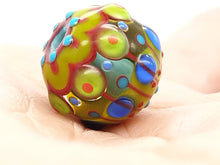 Load image into Gallery viewer, Moogin beads - Fair Isle patterned lampwork glass extra large Focal bead