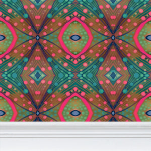 XO Wallpaper in Aqua and Pink by Mindy Macgregor