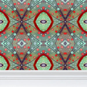 XO Wallpaper in Brick and Purple by Mindy Macgregor
