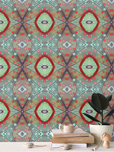 XO Wallpaper in Brick and Purple by Mindy Macgregor