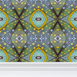 Moogin XO Wallpaper in Purple and Yellow by Mindy Macgregor