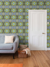 Load image into Gallery viewer, Moogin XO Wallpaper in Purple and Yellow by Mindy Macgregor
