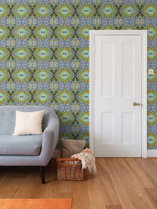 Moogin XO Wallpaper in Purple and Yellow by Mindy Macgregor
