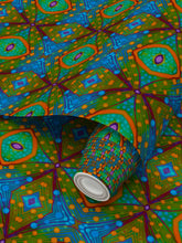 Load image into Gallery viewer, Moogin XO Wallpaper in Orange and Blue by Mindy Macgregor
