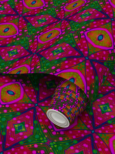 Moogin XO Wallpaper in Green and Pink by Mindy Macgregor