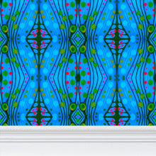 Load image into Gallery viewer, Moogin Nouveau-esque Wallpaper in Blue and Pink by Mindy Macgregor
