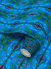 Load image into Gallery viewer, Moogin Nouveau-esque Wallpaper in Blue and Pink by Mindy Macgregor
