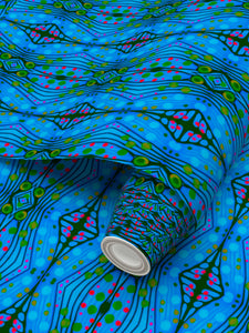 Moogin Nouveau-esque Wallpaper in Blue and Pink by Mindy Macgregor