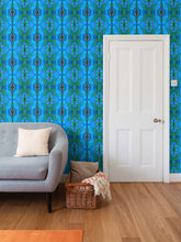 Load image into Gallery viewer, Moogin Nouveau-esque Wallpaper in Blue and Pink by Mindy Macgregor
