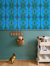 Load image into Gallery viewer, Moogin Nouveau-esque Wallpaper in Blue and Pink by Mindy Macgregor
