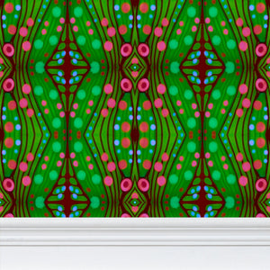 Moogin Nouveau-esque Wallpaper in Green and Pink by Mindy Macgregor