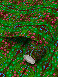 Moogin Nouveau-esque Wallpaper in Green and Pink by Mindy Macgregor