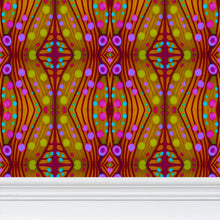 Load image into Gallery viewer, Moogin Nouveau-esque Wallpaper in Magenta and Gold by Mindy Macgregor
