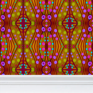 Moogin Nouveau-esque Wallpaper in Magenta and Gold by Mindy Macgregor