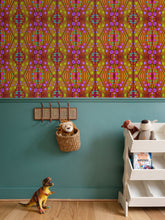 Load image into Gallery viewer, Moogin Nouveau-esque Wallpaper in Magenta and Gold by Mindy Macgregor
