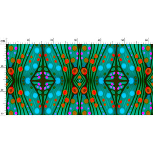Moogin Nouveau-esque Wallpaper in Turquoise and Coral by Mindy Macgregor