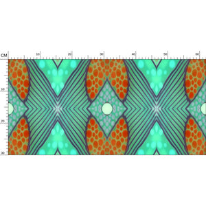 Moogin Soft Geometry Wallpaper in Aqua and Coral by Mindy Macgregor