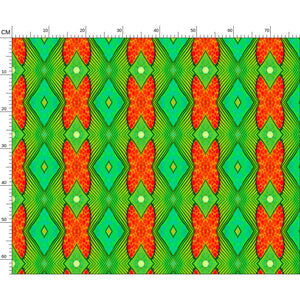Moogin Soft Geometry patterned fabric in Lime and Orange by Mindy Macgregor