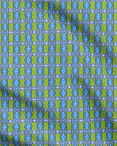 Soft Geometry patterned fabric in Pink and Blue by Mindy Macgregor