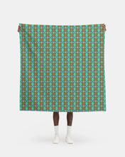 Load image into Gallery viewer, Soft Geometry patterned fabric in Aqua and Coral by Mindy Macgregor
