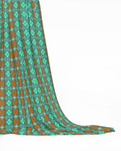 Load image into Gallery viewer, Soft Geometry patterned fabric in Aqua and Coral by Mindy Macgregor
