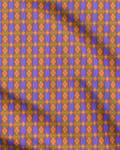 Soft Geometry patterned fabric in Blue and Peach by Mindy Macgregor