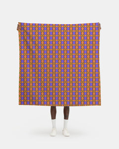 Soft Geometry patterned fabric in Blue and Peach by Mindy Macgregor