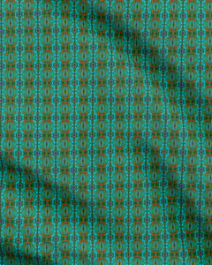Nouveau-esque patterned fabric in Turquoise and Coral by Mindy Macgreg